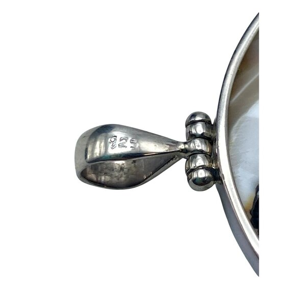 Vintage Pendant Earrings Sterling Silver Shell Nautilus MOP Reversible! 2" & 1" - Picture 5 of 6